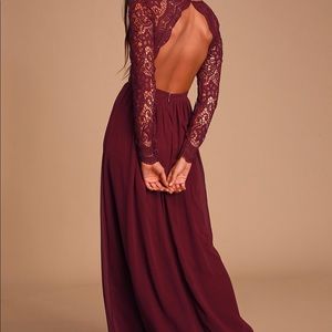 Lulu’s Awaken My Love Long Sleeve Lace Maxi Dress